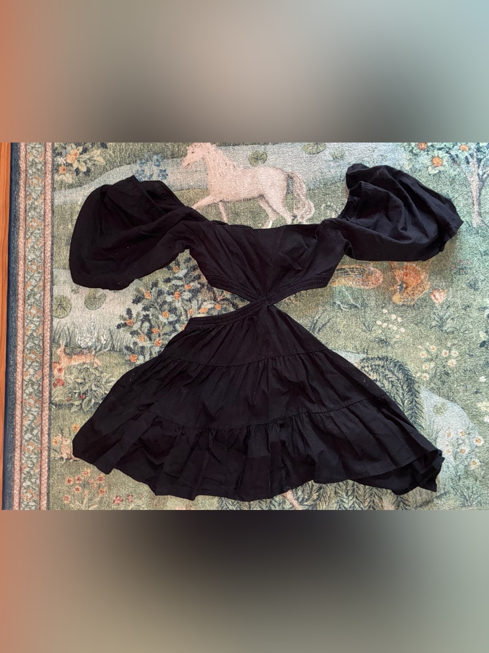 Free People Black Puff Sleeve Cutout Mini Dress Size M